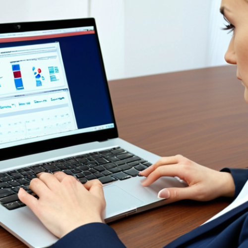 Home 7 **
"A Russian businesswoman using a laptop, analyzing changes in customs regulations on the website of the Federal Customs Service of Russia (FTS). Focus on the screen showing updated regulations. Modern office setting."
**