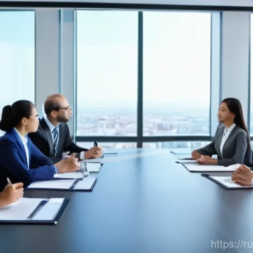 무역영어 학습과 실무의 접점 찾기 - A dynamic scene featuring a diverse group of international business professionals in a sleek, modern...