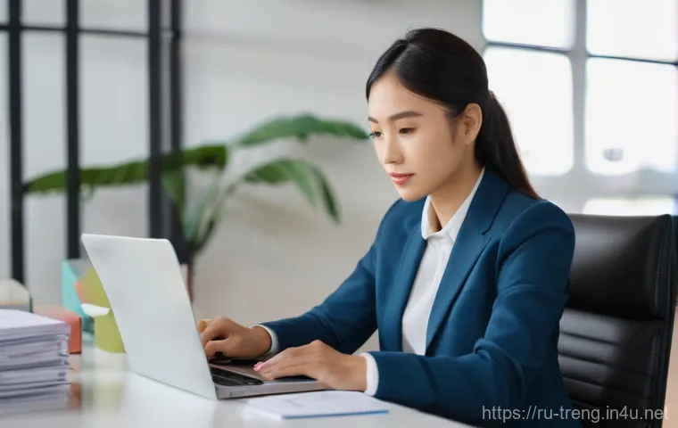 무역영어 실기시험 시 유의사항 - **Prompt 1: Focused Professional Learning Business English**
    A young, diverse professional perso...