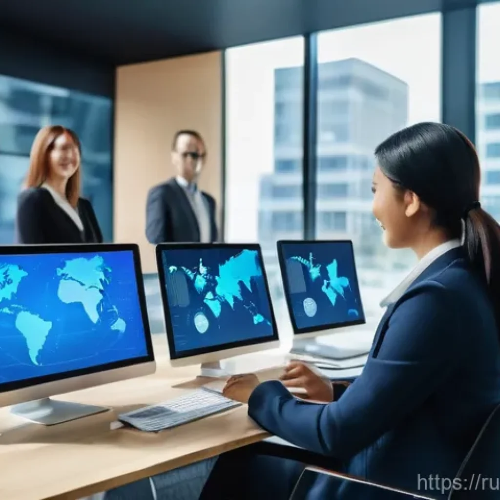 무역영어 자격증의 국제 무역에서의 활용 - **Prompt 1: Global Business Collaboration on Digital Platforms**
    "A vibrant, modern office setti...