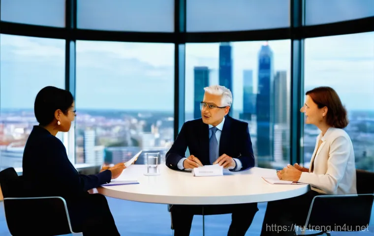 무역영어 실기시험을 위한 실전 연습 사례 - **Prompt:** A diverse group of four business professionals (two men, two women, aged late 20s to 40s... 무역영어 실기시험을 위한 실전 연습 사례 - **Prompt:** A diverse group of four business professionals (two men, two women, aged late 20s to 40s...