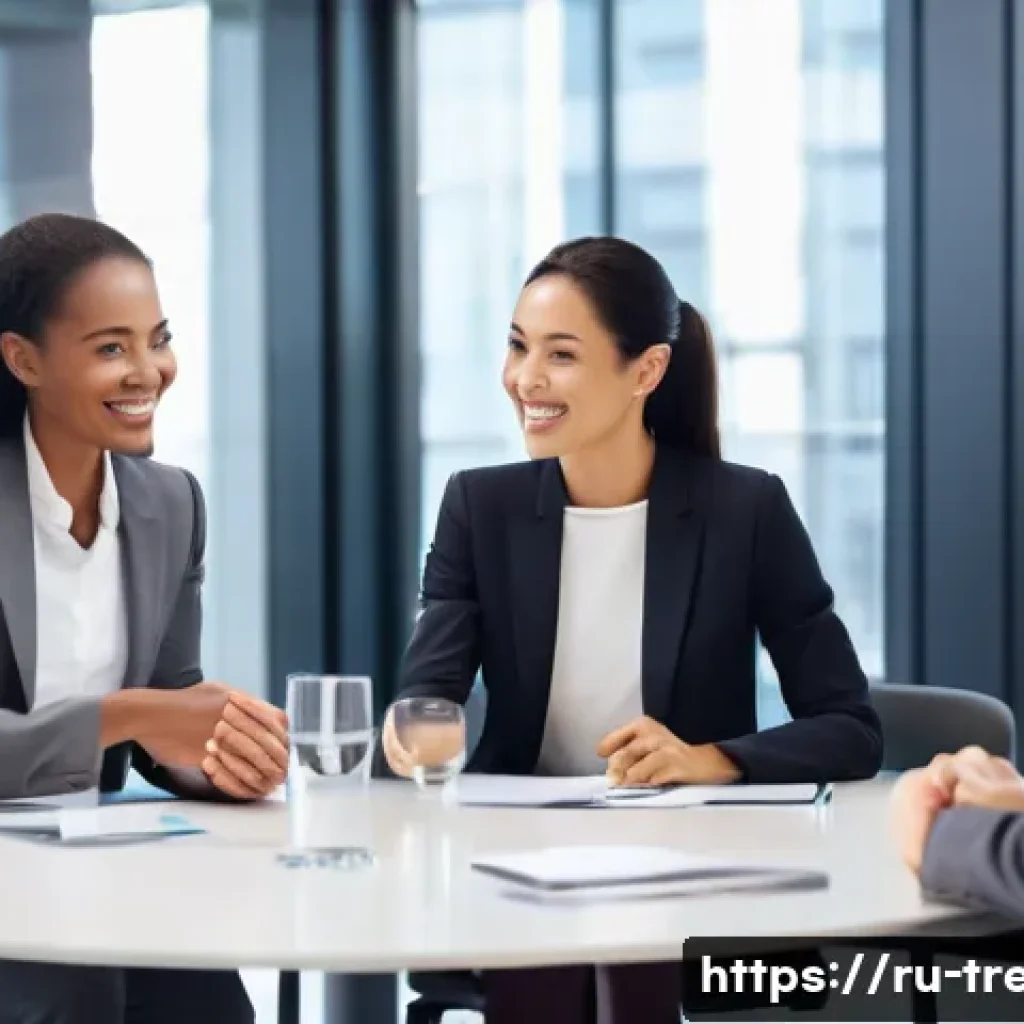 무역영어 실무에서 유용한 스킬 - A dynamic scene of a diverse group of male and female business professionals in a bright, contempora...