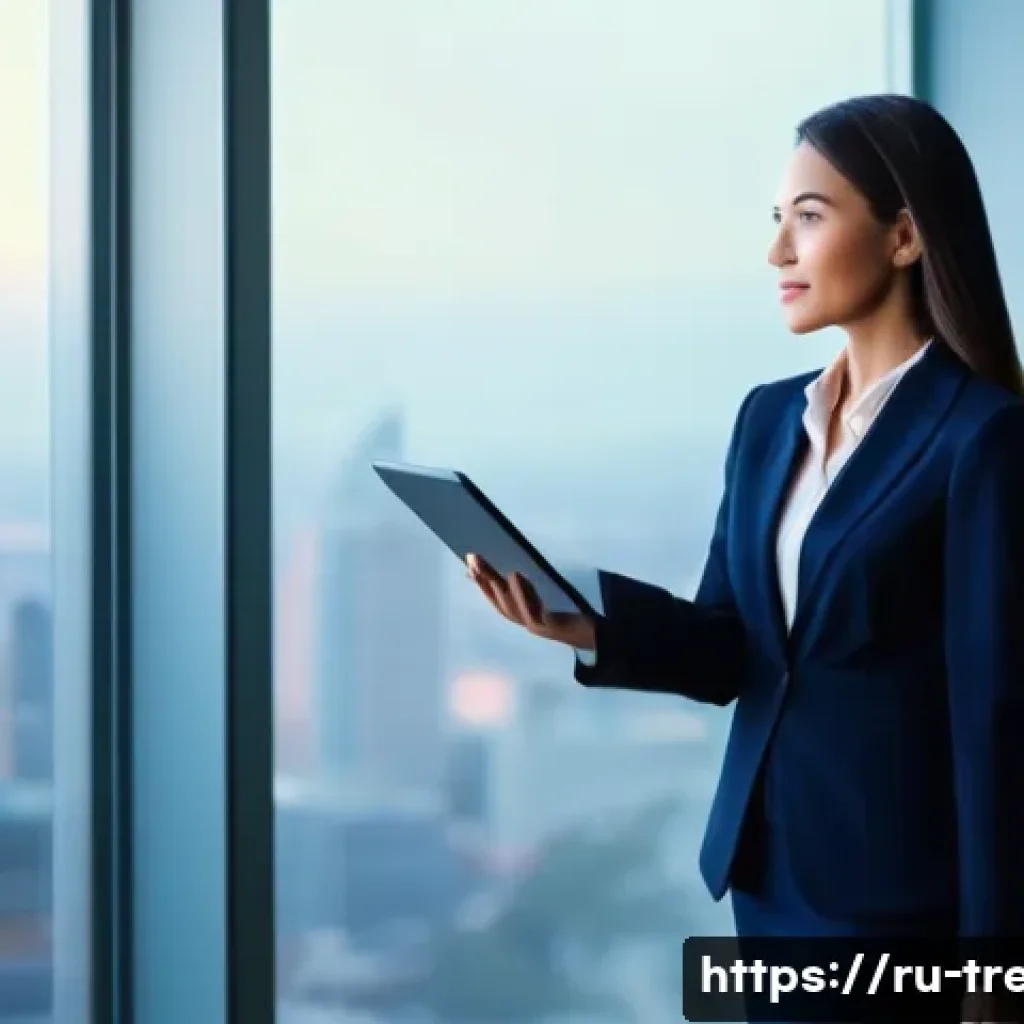 무역영어 필기시험 대비 자료의 심층 분석 - **Image Prompt 1: The Gateway to Global Opportunities**
A confident and elegant female executive...