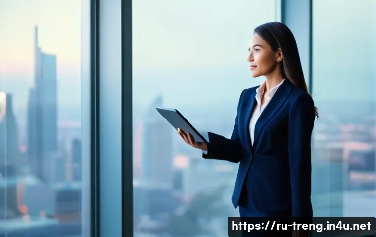 무역영어 필기시험 대비 자료의 심층 분석 - **Image Prompt 1: The Gateway to Global Opportunities**
A confident and elegant female executive...