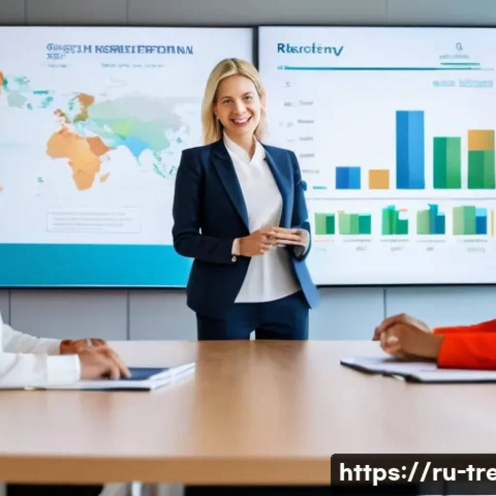 무역영어 자격증과 관련된 비즈니스 사례 - **Prompt:** A dynamic and inclusive international business meeting in a brightly lit, modern confere...