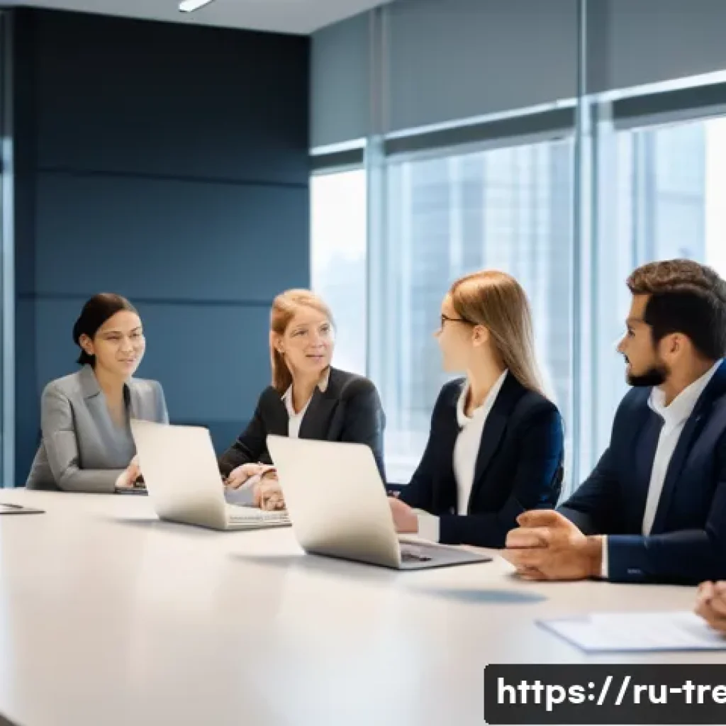무역영어 학습법과 직무 연결성 분석 - A modern international business negotiation scene showing a diverse group of professionals in a slee...