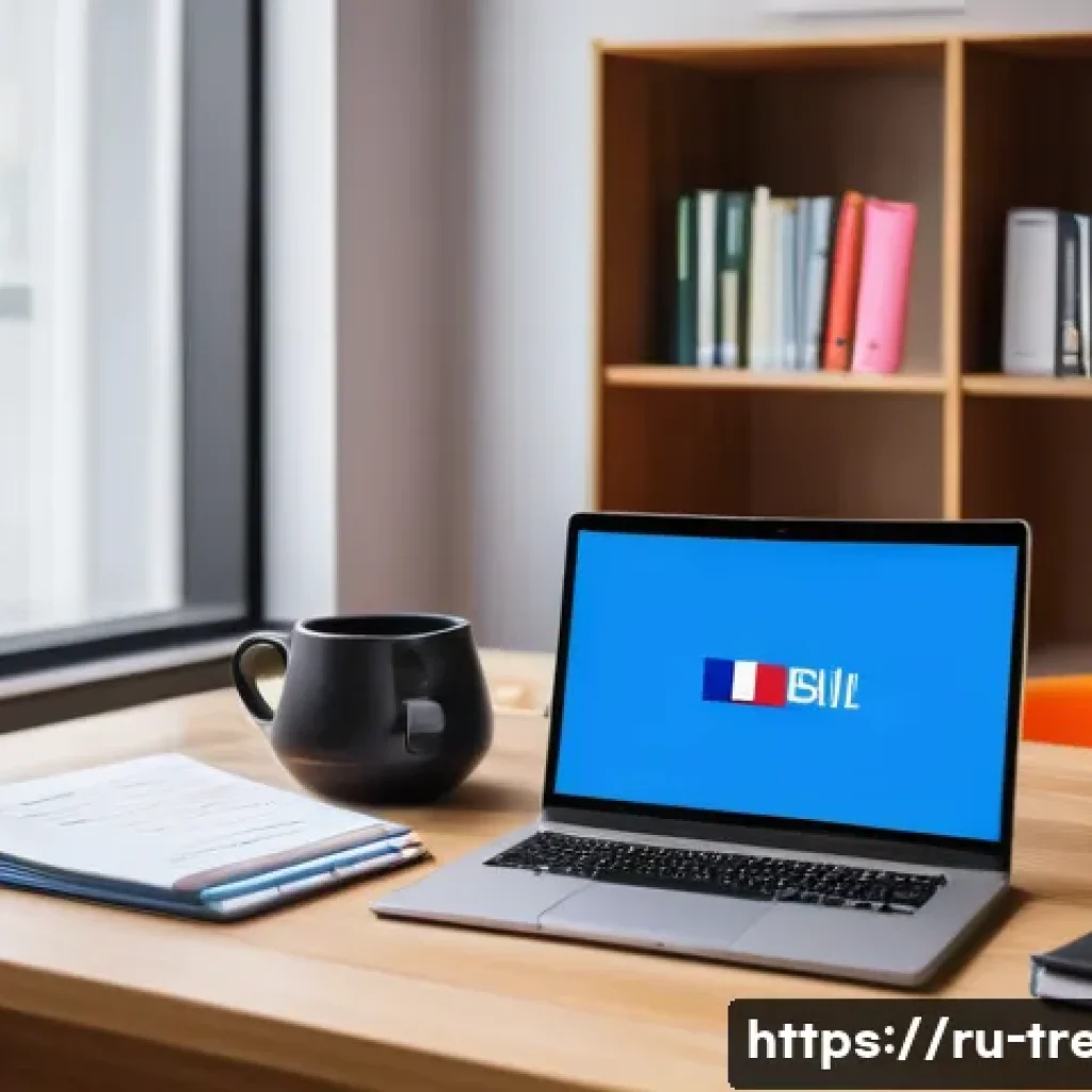 무역영어 시험 대비에서 중요한 학습법 활용 - A modern, bright study room with a large wooden desk covered in business English learning materials:...