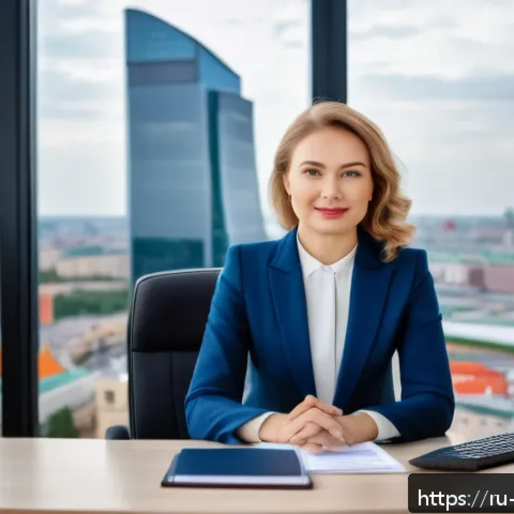무역영어 자격증의 직무 적용과 효과 분석 - A professional Russian businesswoman in a modern Moscow office, confidently leading an international...