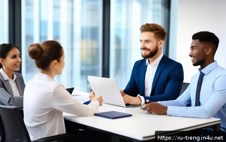 무역영어 실기시험 대비 학습법과 활용 사례 연구 - A professional business training scene set in a modern, well-lit office with a diverse group of youn...