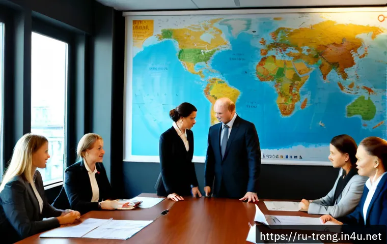 Home 30 무역영어 자격증으로 국제 NGO 활동 - Photorealistic international NGO project meeting in Moscow, a Russian-speaking trade certification p...
